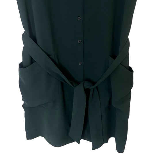 Frank And Oak GREEN Button Down Short Sleeve Mini Dress with Front Tie - Picture 6 of 11